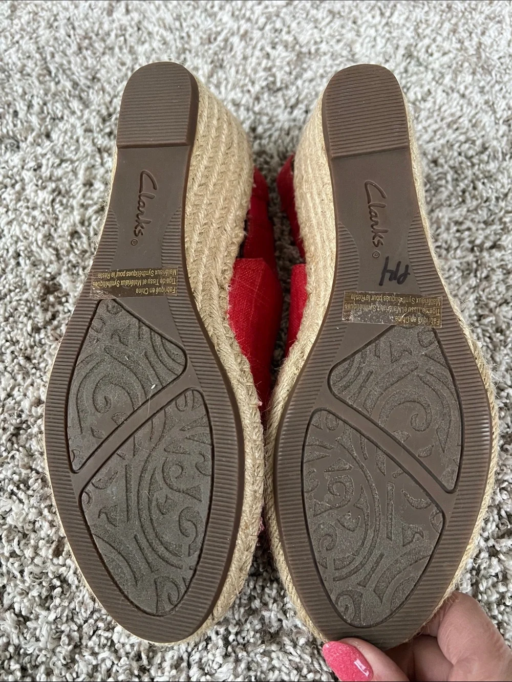 Clarks Women's Petrina Rhea Slingback Espadrille Sandals in Red Size 9